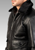 Airin G-1 Shearling-Style Black Leather Bomber Jacket for sale