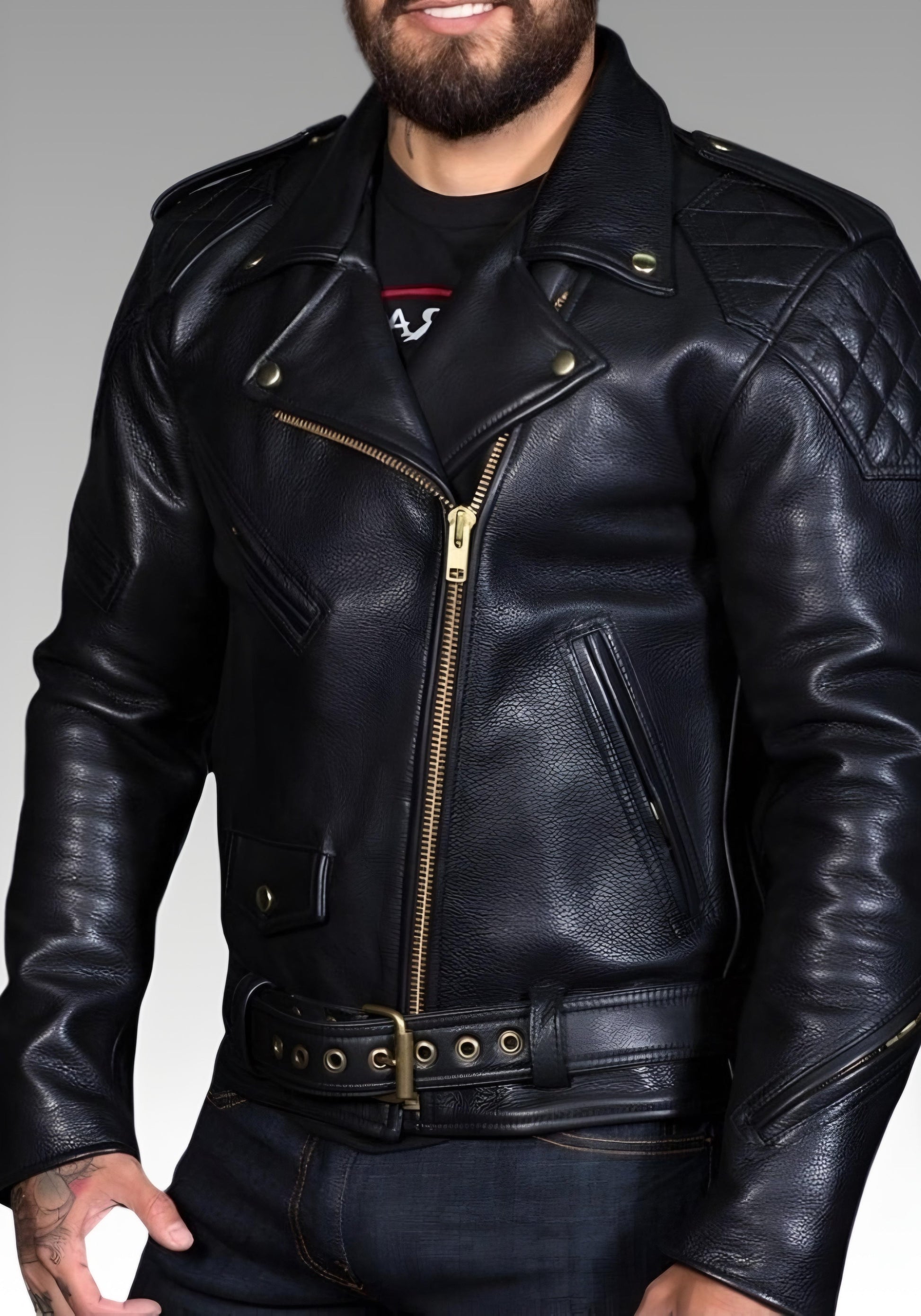 Biker's Leather Jacket Police/Cop Style for sale