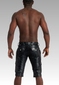 Black Leather Cargo Shorts for sale