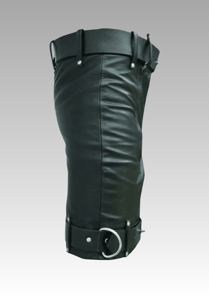 Black Leather Locking Shorts for Men for sale