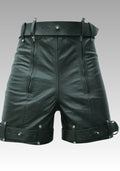 Black Leather Locking Shorts for Men for sale