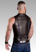 Front Zip Leather Vest Piped for sale