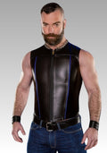 Front Zip Leather Vest Piped for sale