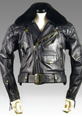 Gay Leather Uniform Jacket with Padded Back Panel for sale