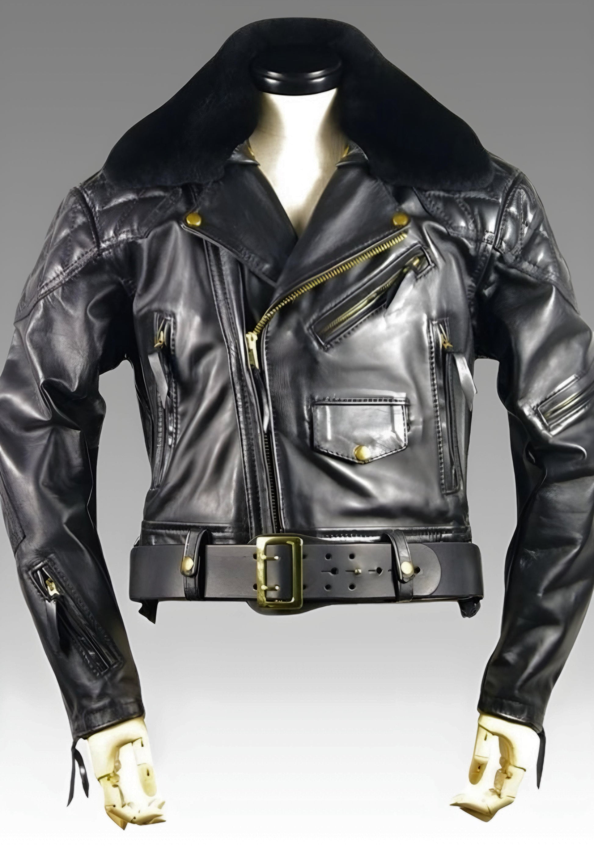 Gay Leather Uniform Jacket with Padded Back Panel for sale