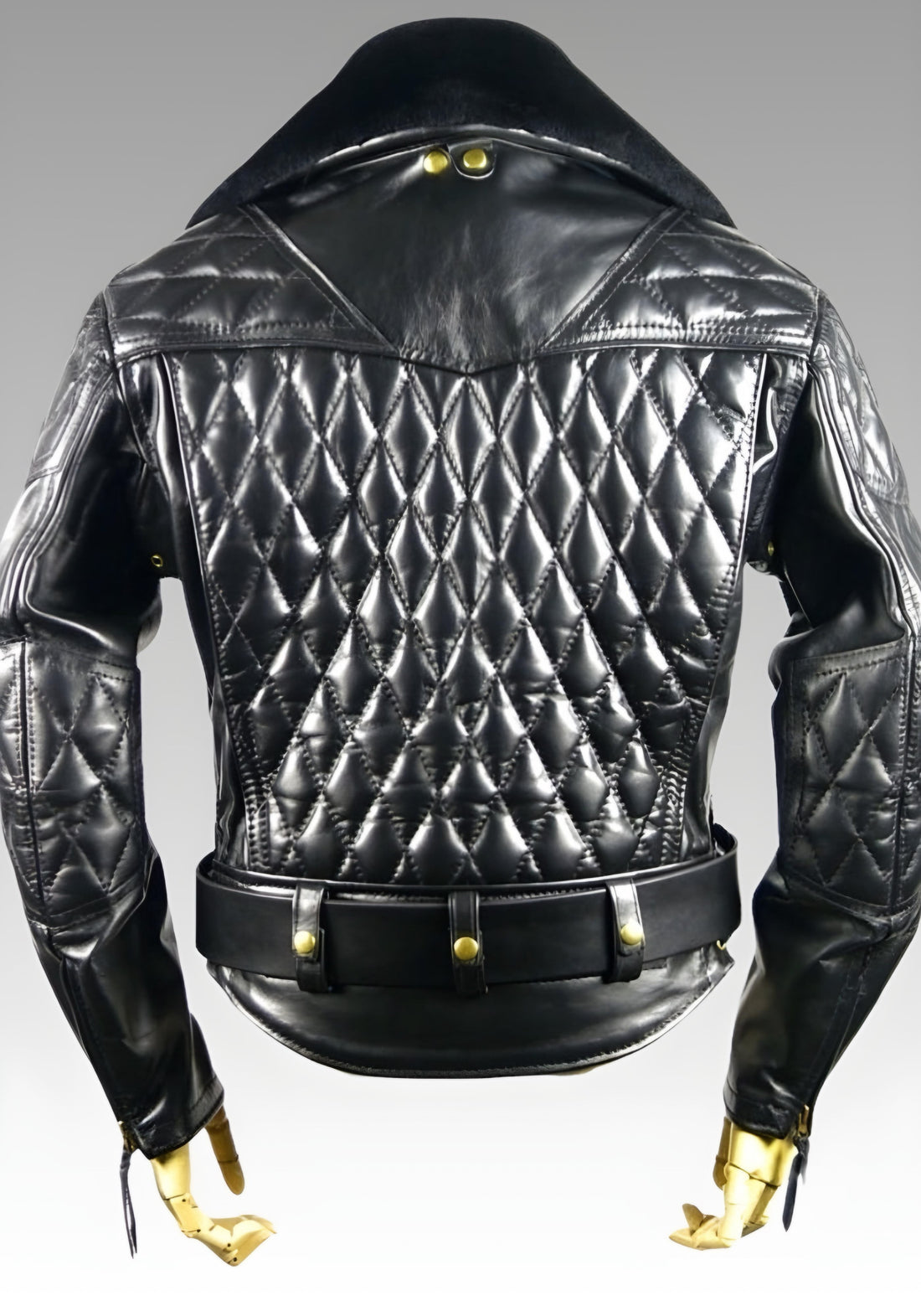 Gay Leather Uniform Jacket with Padded Back Panel for sale