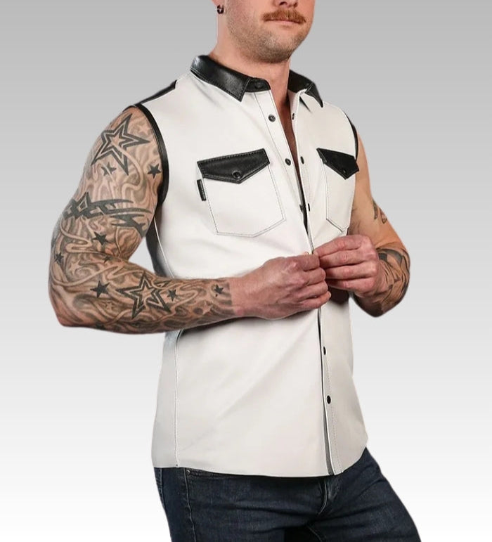 Lambskin Sleeveless Leather Shirt for sale