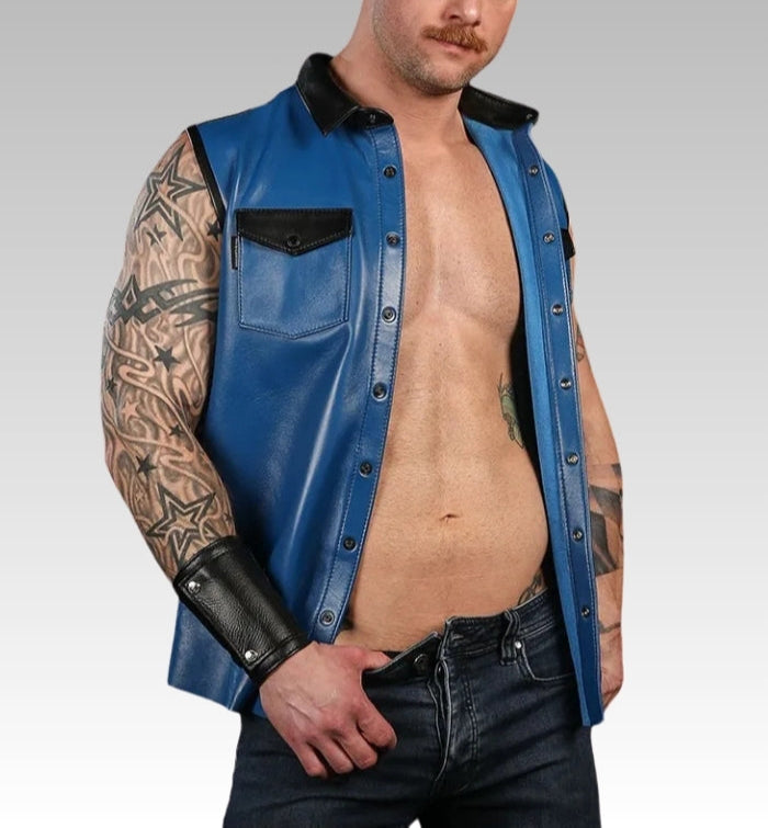 Lambskin Sleeveless Leather Shirt for sale