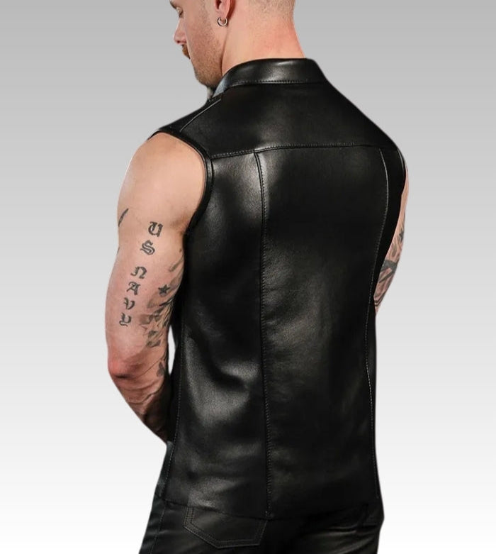 Lambskin Sleeveless Leather Shirt for sale