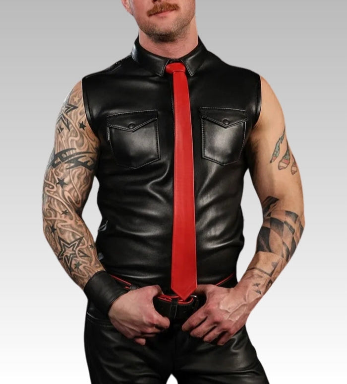 Lambskin Sleeveless Leather Shirt for sale