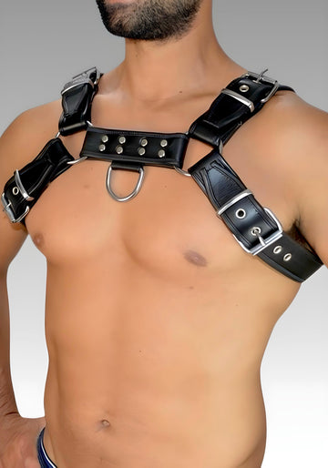 Leather Bulldog Chest Harness - Black for sale