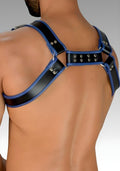 Leather Bulldog Chest Harness - Blue Trim for sale