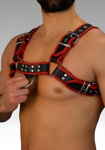 Leather Bulldog Chest Harness - Red Trim for sale