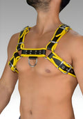 Leather Bulldog Chest Harness - Yellow Trim for sale