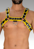 Leather Bulldog Chest Harness - Yellow Trim for sale