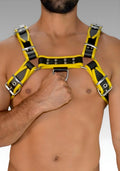 Leather Bulldog Chest Harness - Yellow Trim for sale