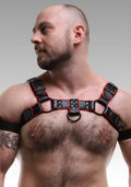 Leather Bulldog Harness with Red Piping for sale