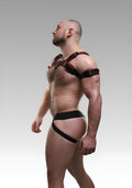 Leather Bulldog Harness with Red Piping for sale