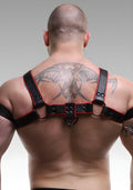 Leather Bulldog Harness with Red Piping for sale