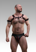 Leather Bulldog Harness with Red Piping for sale