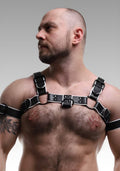 Leather Bulldog Harness with White Piping  for sale
