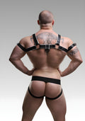 Leather Bulldog Harness with White Piping  for sale