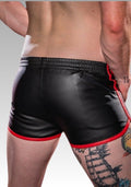 Leather Gym Shorts Zipper Pocket for sale