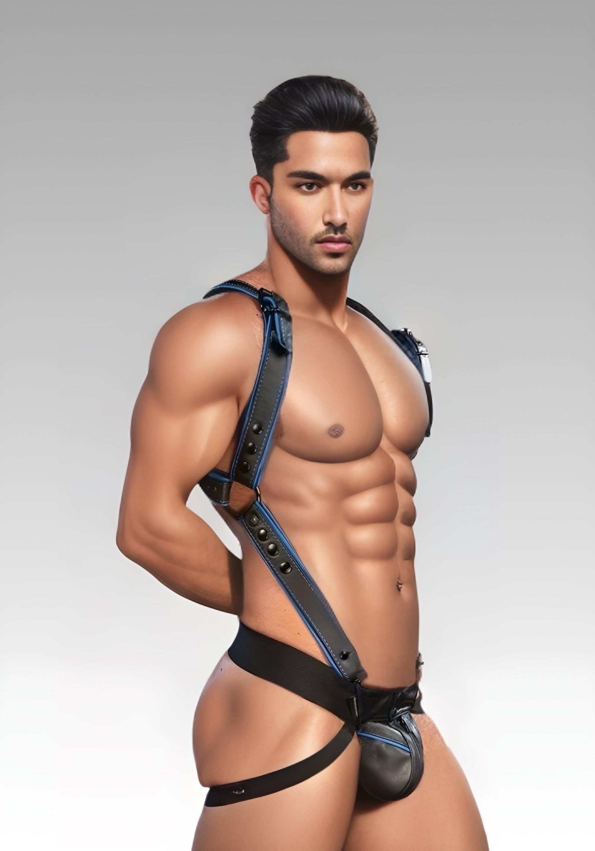 Leather Hunter Harness - Blue gay men for sale