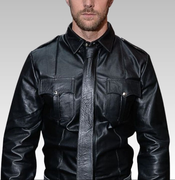 Leather Police Shirt Long Sleeves for sale