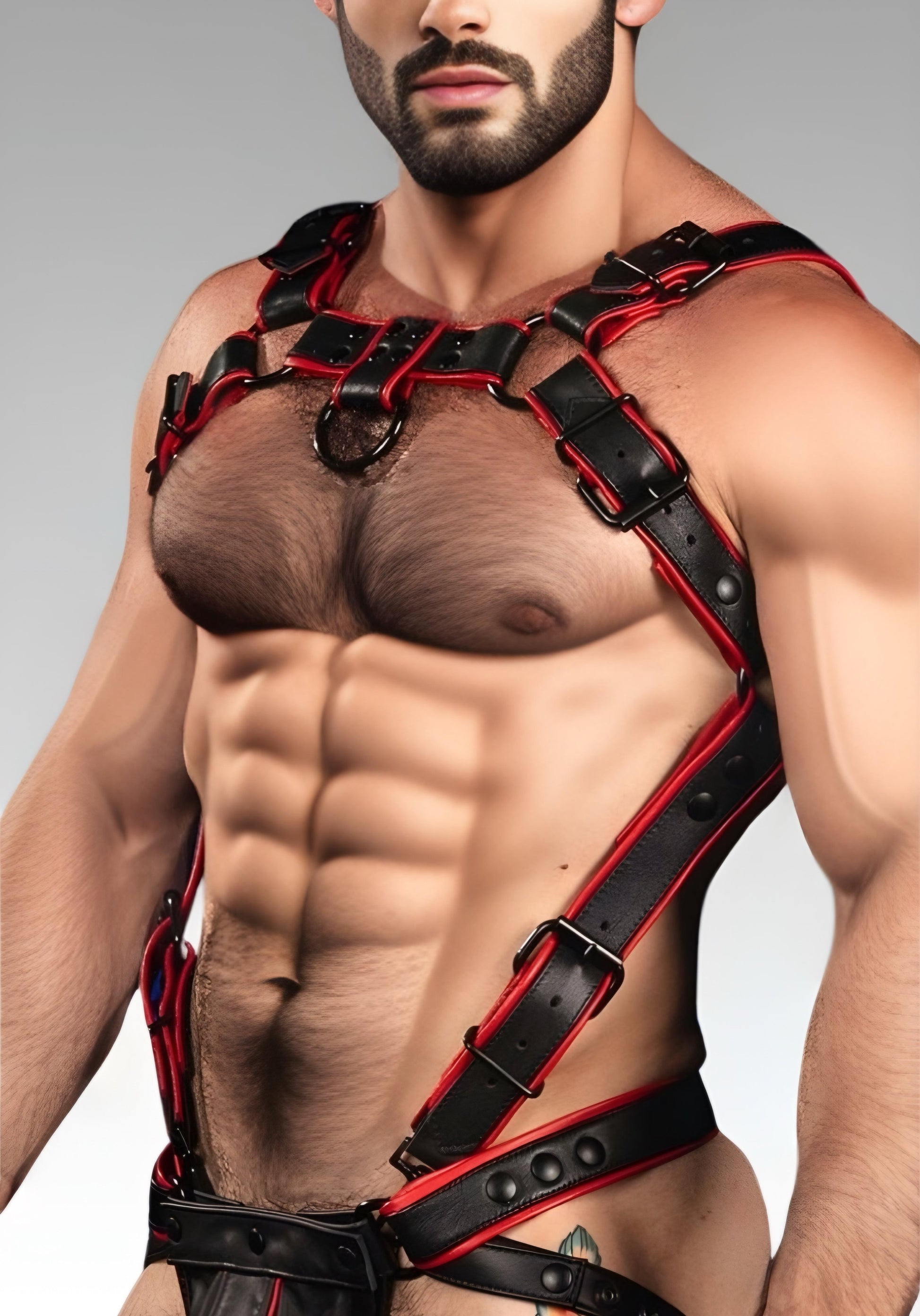Leather Trojan Body Harness - Red gay men for sale