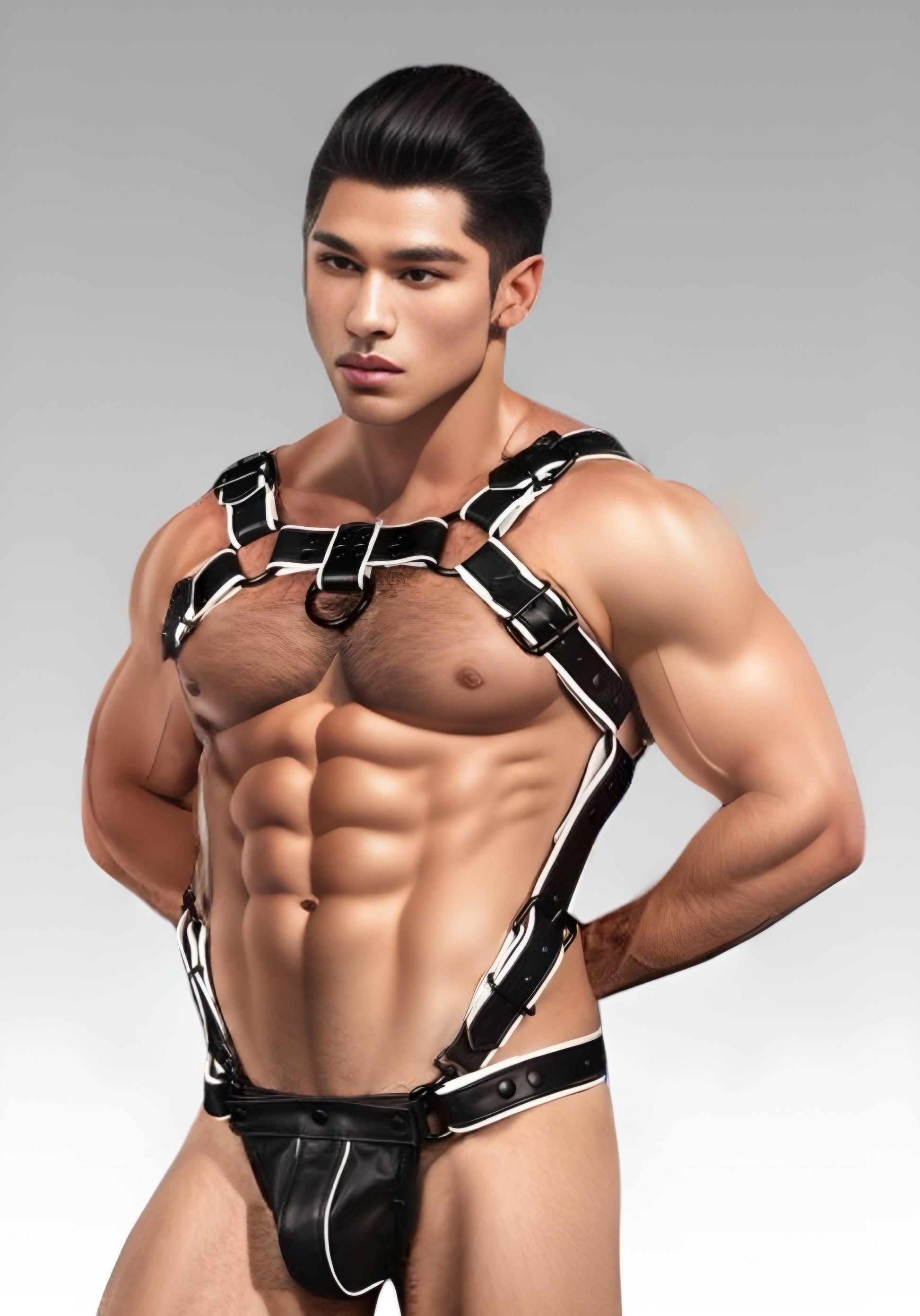Leather Trojan Body Harness - White for sale