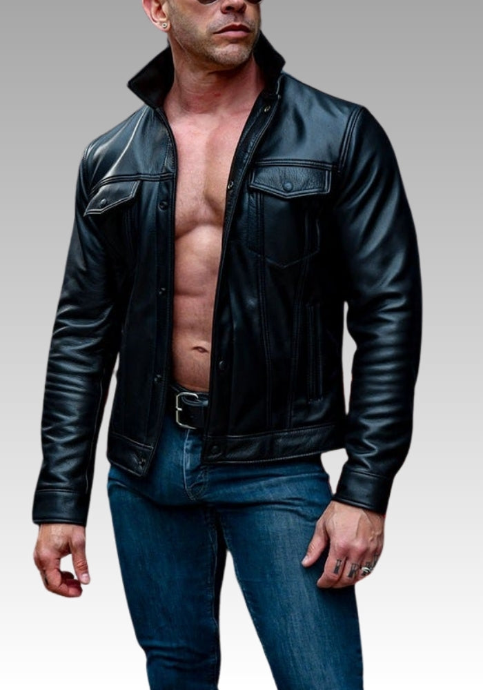 Leather Trucker Jacket for sale