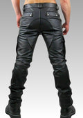Men’s Black Leather Cargo Pants for sale