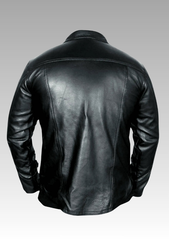 Men’s Black Leather Steampunk Shirt Jacket for sale