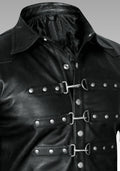 Men’s Black Leather Steampunk Shirt Jacket for sale