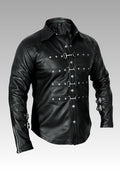 Men’s Black Leather Steampunk Shirt Jacket for sale