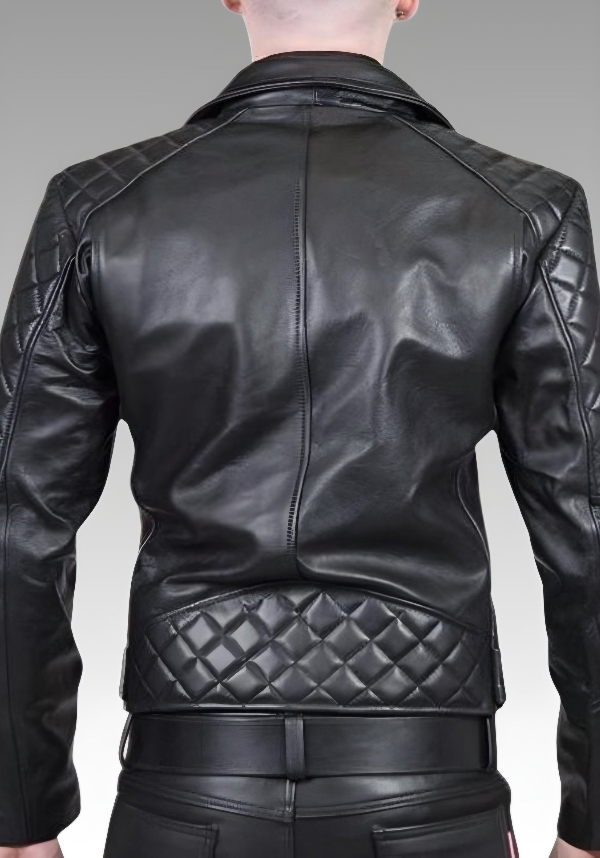 Men’s Black Real Leather Moto Jacket for sale