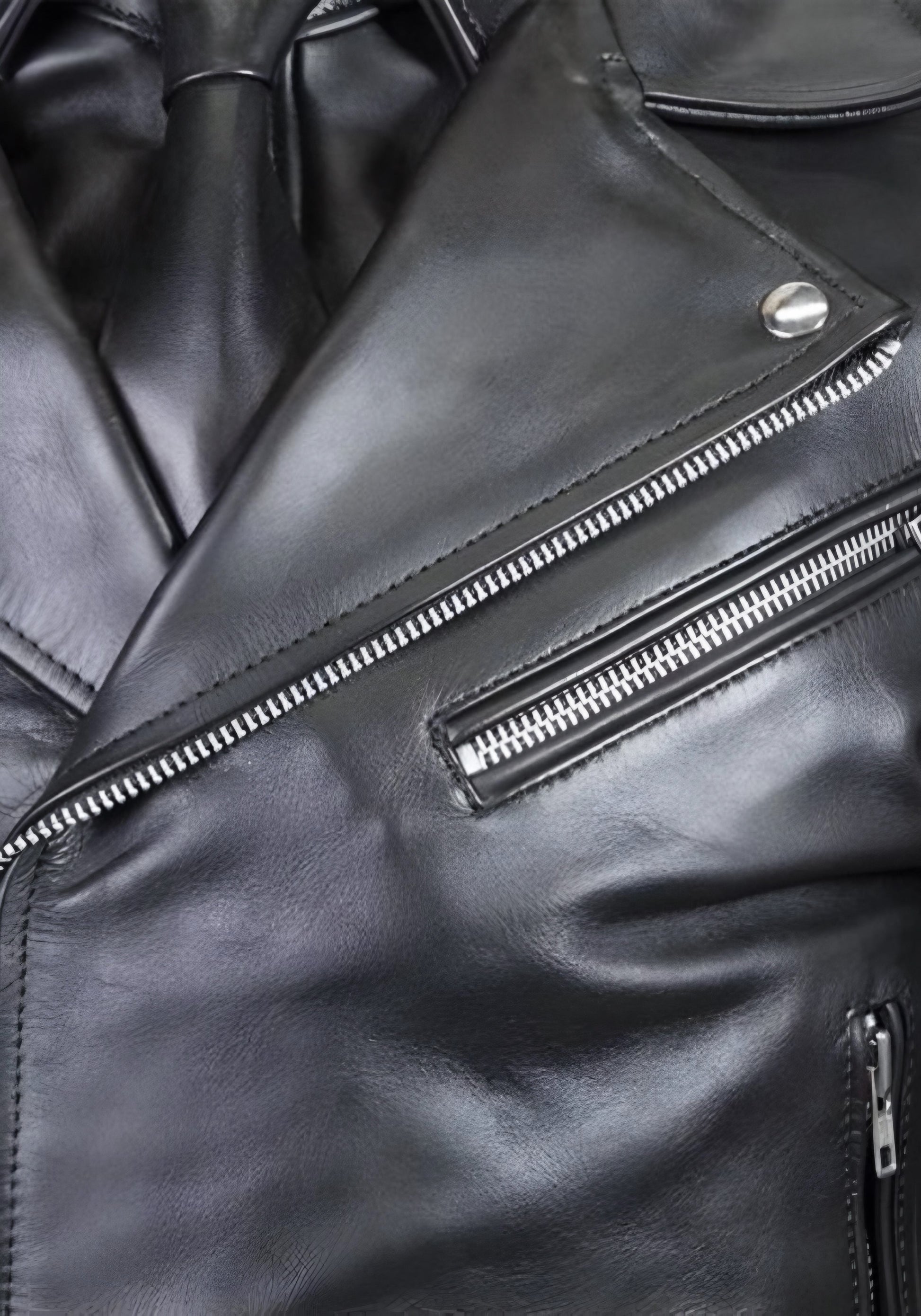 Men’s Black Real Leather Moto Jacket for sale