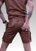 Men’s Brown Leather Cargo Shorts for sale