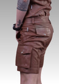 Men’s Brown Leather Cargo Shorts for sale