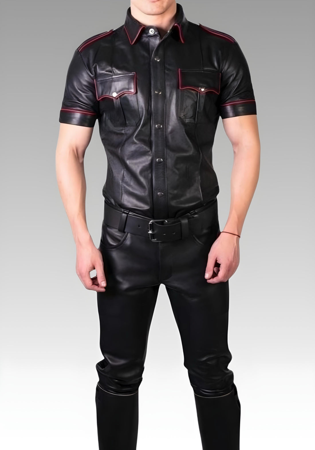 Men's Classic Leather Jeans Pants for sale