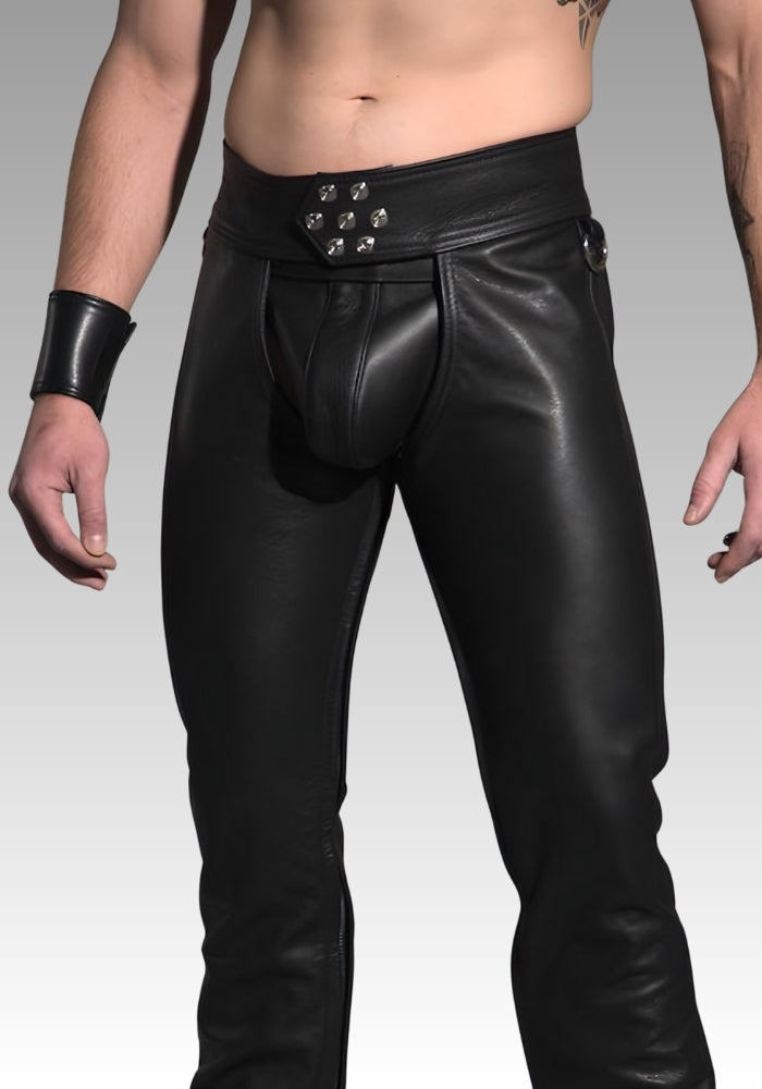 Men’s Leather Chaps 7-Snap Waistband  for sale