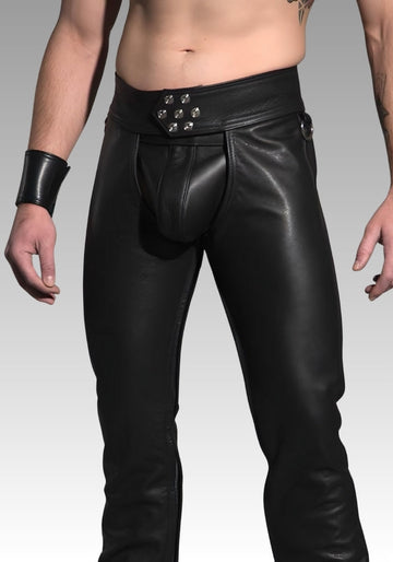 Men’s Leather Chaps 7-Snap Waistband  for sale