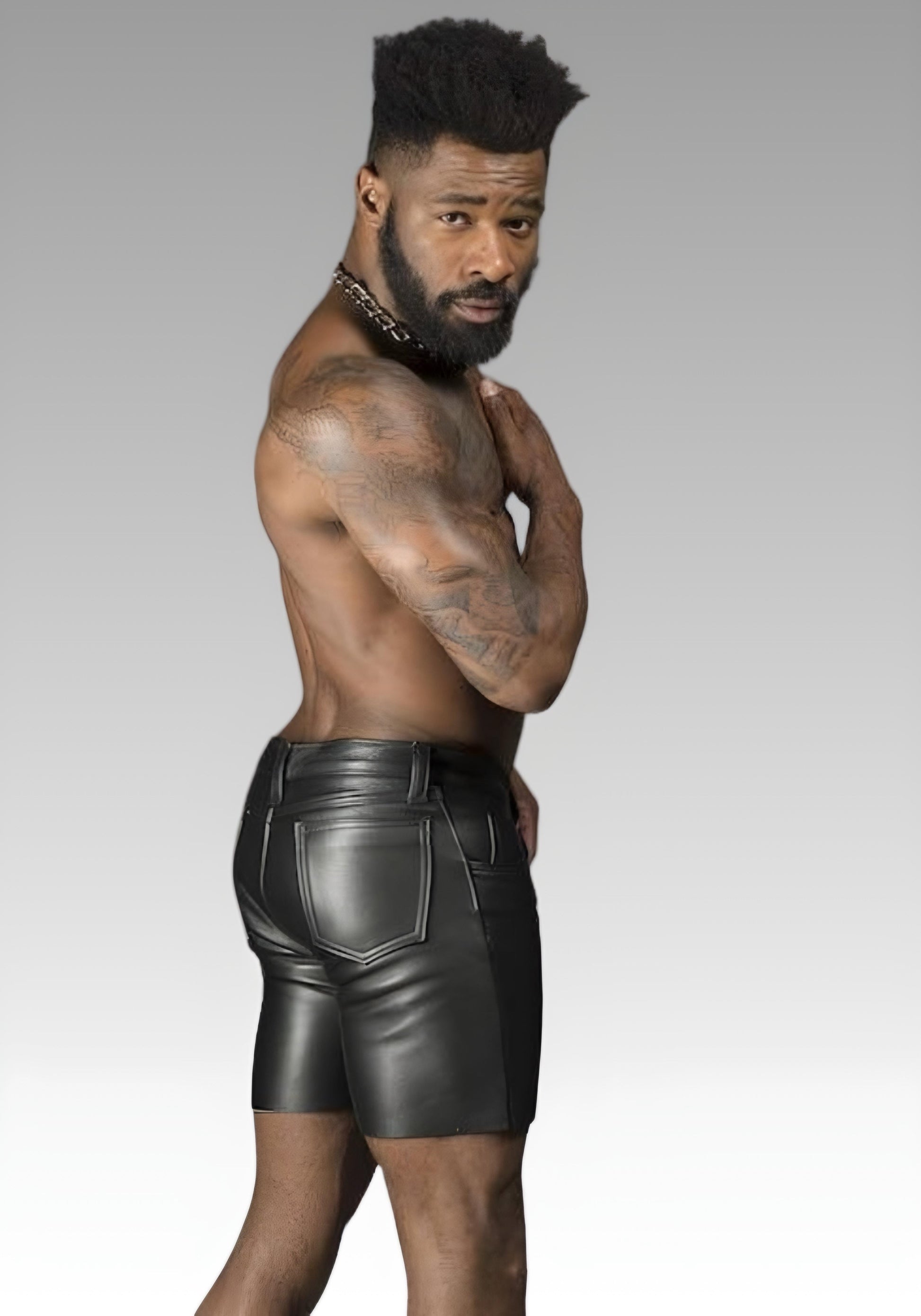 Men’s Leather Jean Shorts for sale