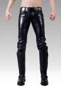 Men's Leather Pants with White Stripes for sale