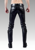 Men's Leather Pants with White Stripes for sale
