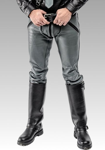 Men’s Real Leather Gray Uniform Pants for sale