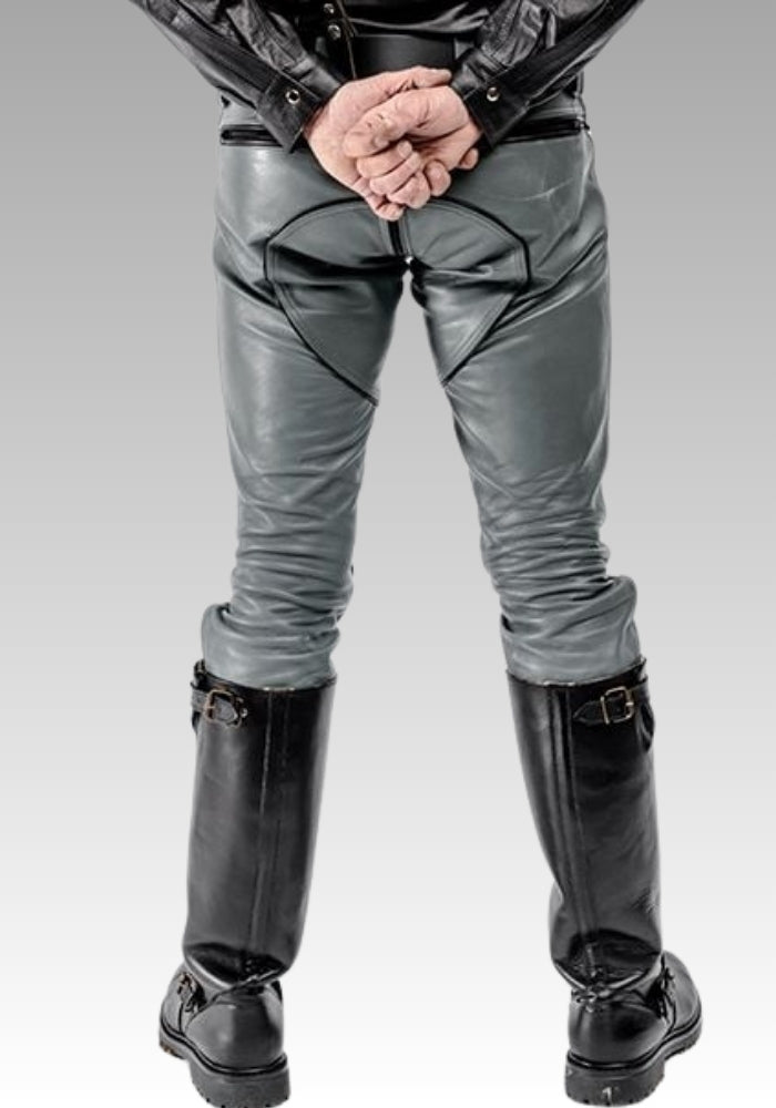 Men’s Real Leather Gray Uniform Pants for sale