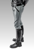 Men’s Real Leather Gray Uniform Pants for sale