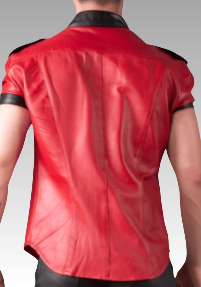 Men’s Red Leather Uniform Shirt for sale